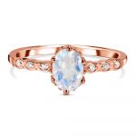 Faceted Rainbow Moonstone Rose Gold 925 Sterling Silver Ring RSREXT-1-3