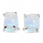 Raw Rainbow Moonstone Crystal Claw Setting Stud Earring RSREXT-6.4