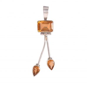 Swaroski Glass Citrine Pendant 2.3" 925 Sterling Silver Jewelry RS14-105