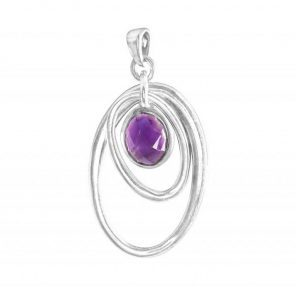 Amethyst Pendant Necklace 1" 925 Sterling Silver Jewelry RS15-71