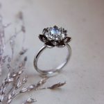 Moonstone Lotus Flower Adjustable Ring 925 Sterling Silver RSREXT-7