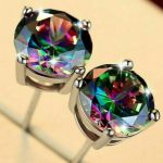 Round Cut Mystic Topaz 925 Sterling Silver Stud Earrings RSREXT55-1