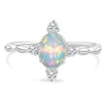 Dainty Opal & White Topaz Ring Sterling Silver Jewelry RSR20-80