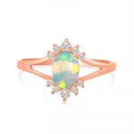Rose Gold Opal Ring Sterling Silver Jewelry RSR20-78
