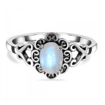 Nepali Oxidized Moonstone Ring Sterling Silver Jewelry RSREXT19-1