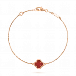 Carnelian Clover Bracelet 18K Gold Over 925 Sterling Silver