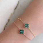Malachite Clover Bracelet 18K Gold Over 925 Sterling Silver