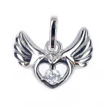 ANGEL WING WHITE ROUND CZ 925 SILVER CASTING PENDANT RS28-1.1