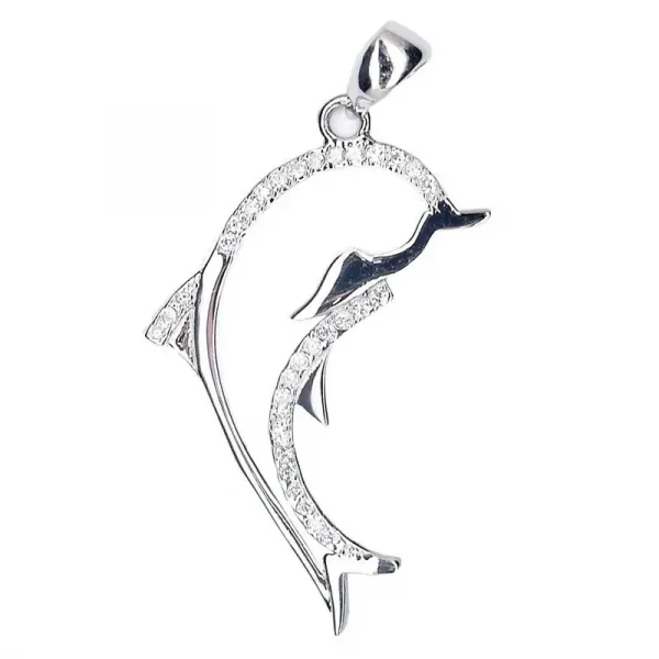 Cz. Studded Dolphin Pendant 925 Sterling Silver RS28-1.3