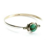 Turquoise Silver Bangle Bracelet in 925 Sterling Silver RSREXT-7.4