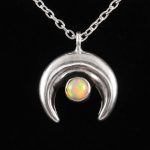 Crescent Moon Opal Necklace 925 Sterling Silver Jewelry RSN1-35