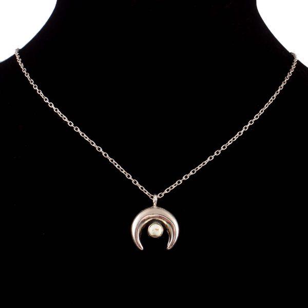 Crescent Moon Howlite Necklace 925 Sterling Silver Jewelry RSN1-38 - Image 2