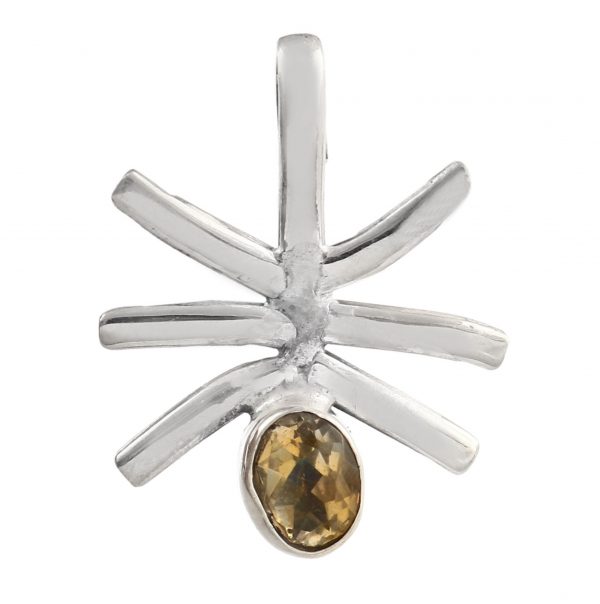 Faceted Citrine Pendant 1.5" 925 Silver Jewelry RSREXT11-35