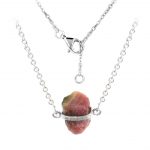 Raw Pink Tourmaline Necklace Sterling Silver Jewelry RS27-12