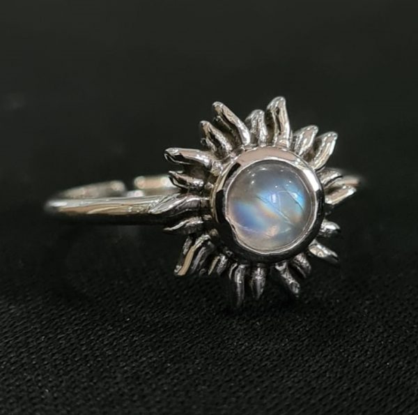Moonstone Surya Ring Adjustable 925 Silver Jewelry RSREXT12.1 - Image 2