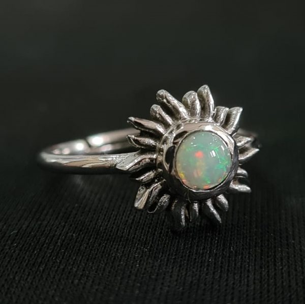 Ethiopian Opal Surya Ring Adjustable 925 Silver Jewelry RSREXT12.5 - Image 2