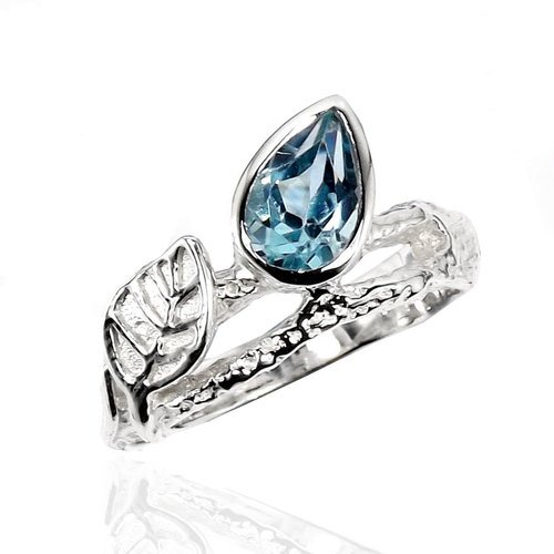 Faceted Pear Blue Topaz Ring