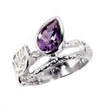 Faceted Pear Amethyst Ring