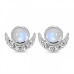 Rainbow Moonstone Stud Earrings 925 Silver Jewelry RSR12-41
