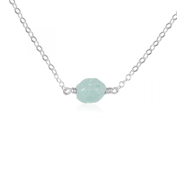 Rough Aquamarine Necklace Sterling Silver 925 Jewelry RSREXT26-7