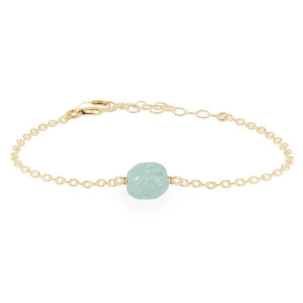 Raw Aquamarine Bracelet 925 Sterling Silver Jewelry RSREXT14.3 - Image 2