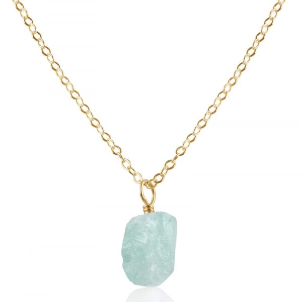 Raw Aquamarine Necklace Sterling Silver 925 Jewelry RSREXT15.6 - Image 2