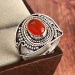 Nepali Carnelian 925 Sterling Silver Ring Size US-9 RSREXT37-12