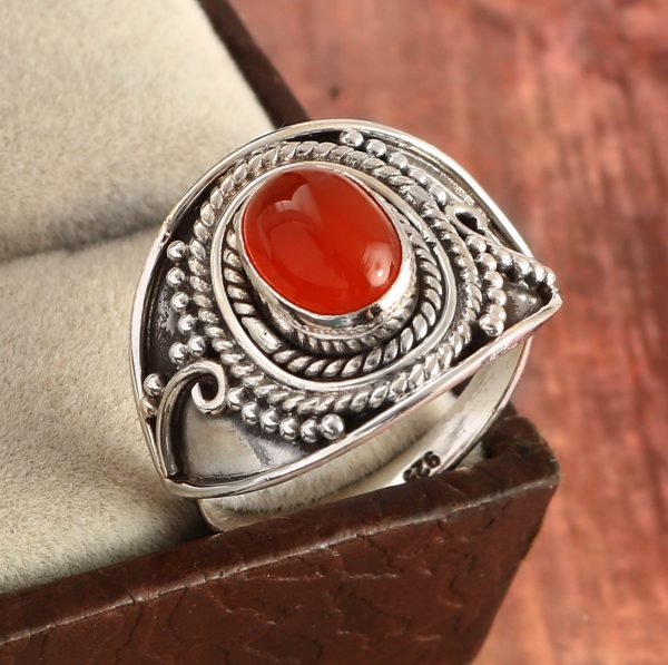 Nepali Carnelian 925 Sterling Silver Ring Size US-9 RSREXT37-12