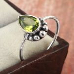 Faceted Peridot Dainty 925 Sterling Silver Ring RSREXT39-2