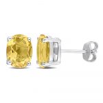 Oval Cut Citrine 925 Silver Stud Earrings RSREXT55-6