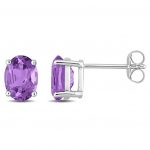 Oval Cut Amethyst 925 Silver Stud Earrings RSREXT55-7