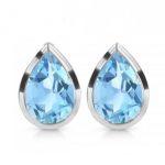 Faceted Pear Blue Topaz Gem 925 Silver Stud Earrings RSREXT53-8