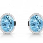 Faceted Blue Topaz Gem 925 Silver Stud Earrings RSREXT53-7