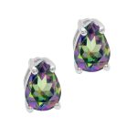 Pear Cut Rainbow Topaz 925 Silver Stud Earrings RSREXT55-10