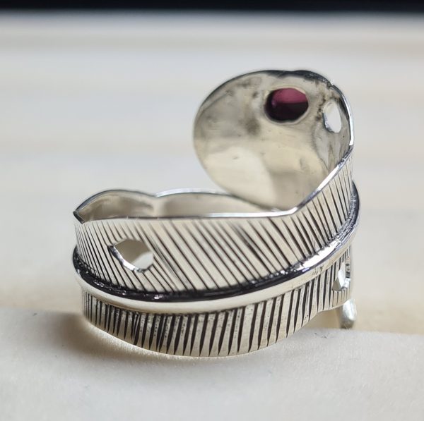 Garnet Etched 925 Silver Adjustable Ring RSREXT60-2 - Image 3