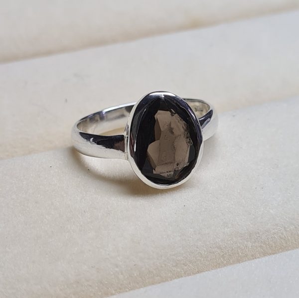Faceted Smoky Quartz 925 Sterling Silver Ring RSREXT62-7 - Image 2