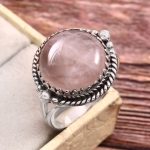 Rose Quartz 925 Sterling Silver Size US - 9 Ring RSREXT64-69