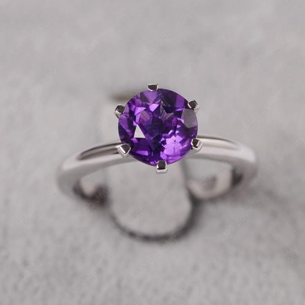 Six Prong Setting Amethyst 925 Silver Ring RSREXT67-2 - Image 3