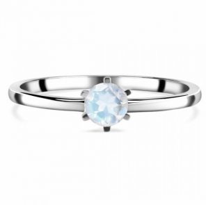 Six Prong Setting Rainbow Moonstone 925 Silver Ring RSREXT67-6