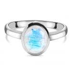 Unisex Rainbow Moonstone 925 Sterling Silver Ring RS35-5