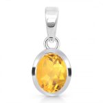 Faceted Citrine 0.6" 925 Silver Pendant RS37-3