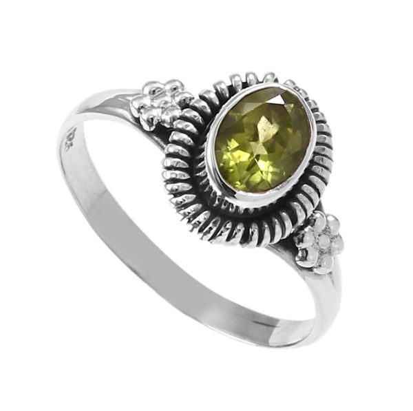 Dainty Cut Peridot 925 Sterling Silver Ring RSREXT71-2