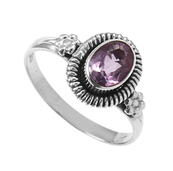 Dainty Cut Amethyst 925 Sterling Silver Ring RSREXT71-1