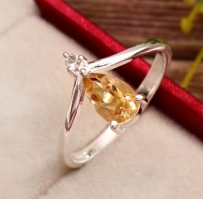 Citrine & White Topaz 925 Sterling Silver Ring RSREXT70-3
