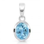 Faceted Blue Topaz 0.6" 925 Silver Pendant RS37-6
