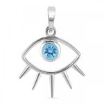 Blue Topaz Eye Pendant 0.8" 925 Silver Jewelry RS39-2