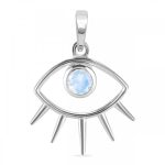 Rainbow Moonstone Eye Pendant 0.8" 925 Silver Jewelry RS39-3