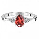 Garnet & White Topaz 925 Sterling Silver Ring RS45-5