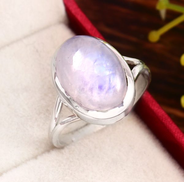 Rainbow Moonstone 925 Sterling Silver Ring RS53-2 - Image 2