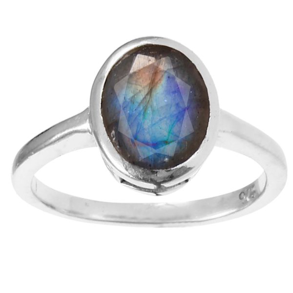 Faceted Labradorite 925 Sterling Silver Ring RS35-9